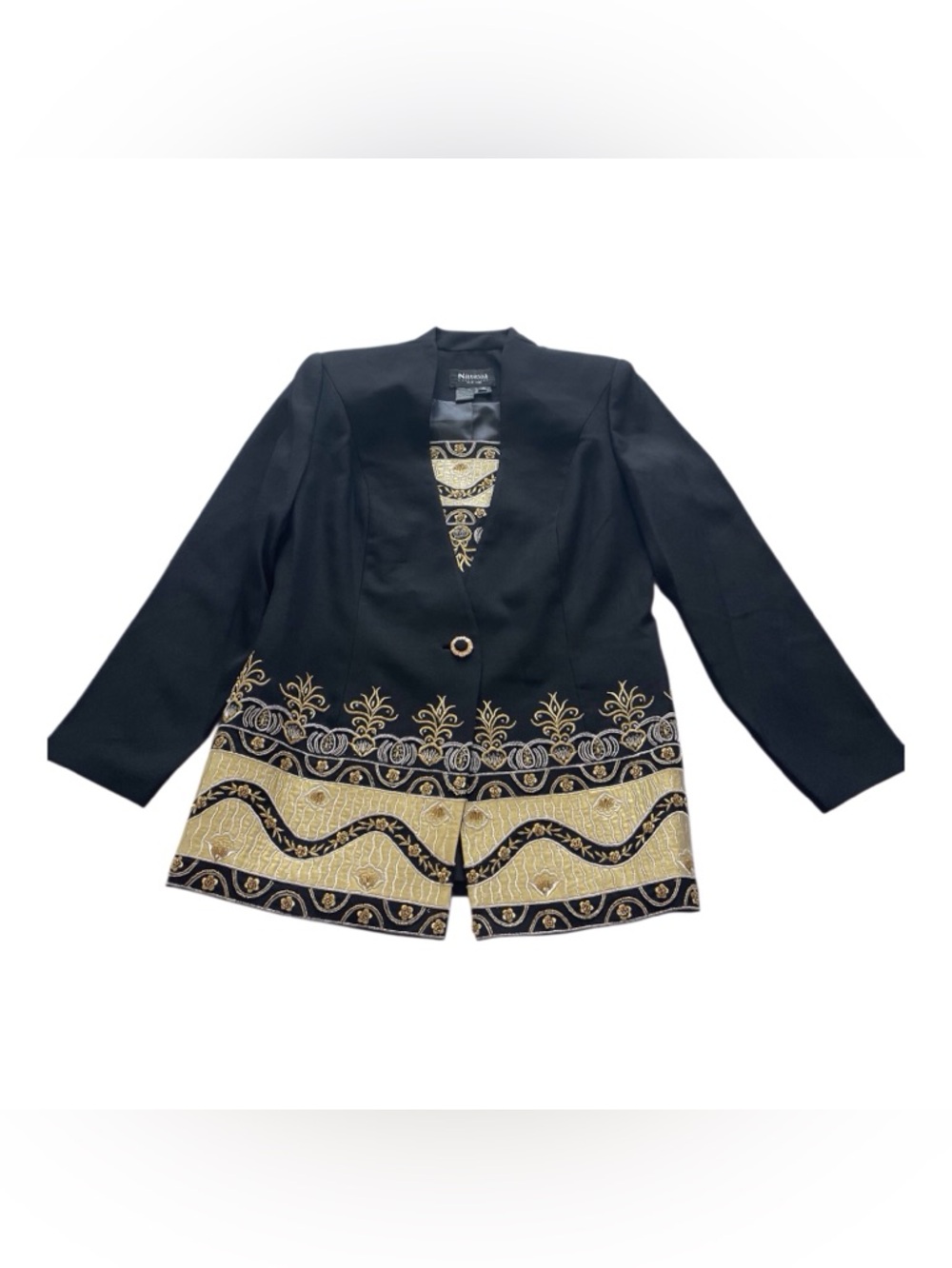 Natasia Collection New York Women's Black Embroidery Insert Blazer, 10 - Picture 3 of 8